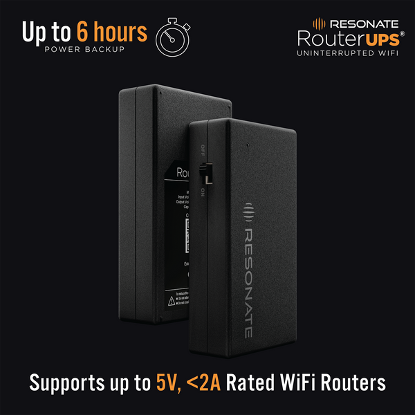 Resonate RouterUPS® Classic CRU5V | Up to 6 Hrs Backup | 4000mAh Mini UPS for 5V WiFi Routers (≤2A), ONTs, Raspberry Pi & IoT Devices | BIS Certified