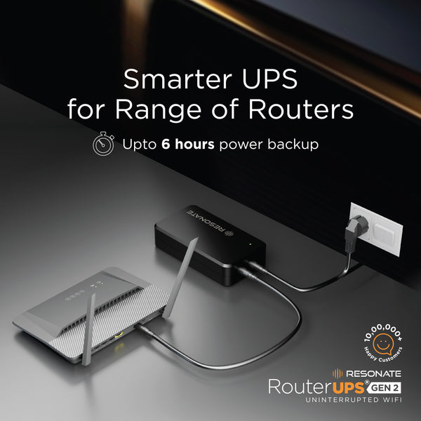 Resonate RouterUPS® Gen2 | Up to 6 Hrs Backup | 7800mAh Battery, 95% Extra Power | UPS for 12V WiFi Routers (≤2A), FTTH, Set-Top Boxes & IoT Devices