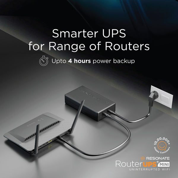 Resonate RouterUPS® Mini CRU12V2AM | Up to 3 Hrs Backup | 6000mAh Mini UPS for 12V WiFi Routers (≤2A) | BIS Certified, Compatible with Modems, FTTH, IoT & Set-Top Boxes