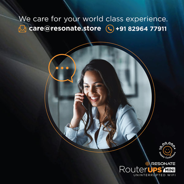 Resonate RouterUPS® Mini CRU12V2AM | Up to 3 Hrs Backup | 6000mAh Mini UPS for 12V WiFi Routers (≤2A) | BIS Certified, Compatible with Modems, FTTH, IoT & Set-Top Boxes