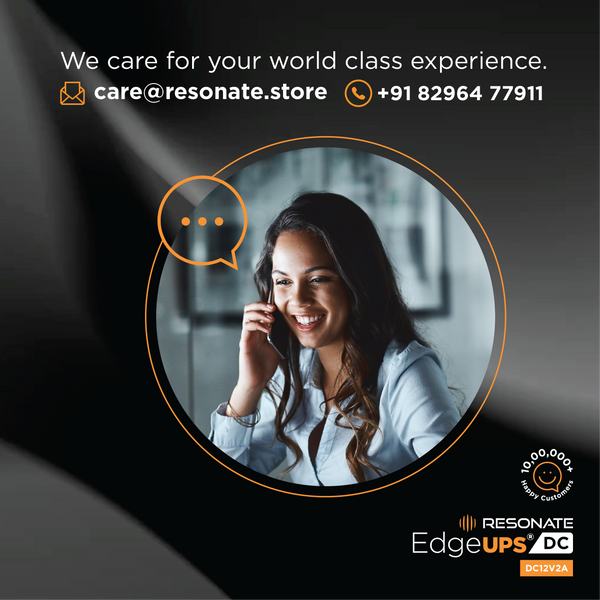 Resonate EdgeUPS® AC-DC 12V 2A | WiFi Router UPS with In-Built Adapter | Mini UPS for Routers, ONT, Modems & PoE Devices | Up to 4 Hours Backup | Intelligent Battery Management | Instant Power Switchover