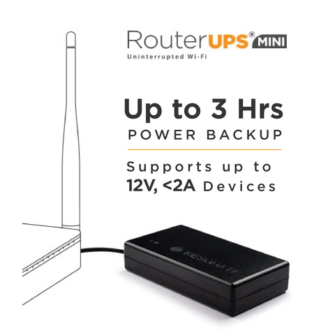 Resonate RouterUPS® Mini CRU12V2AM | 4 Hours Backup Mini UPS for 12V WiFi Routers (Up to 2A) | 6000mAh Battery, BIS Certified | Power Backup for Modems, FTTH, IoT & Set-Top Boxes