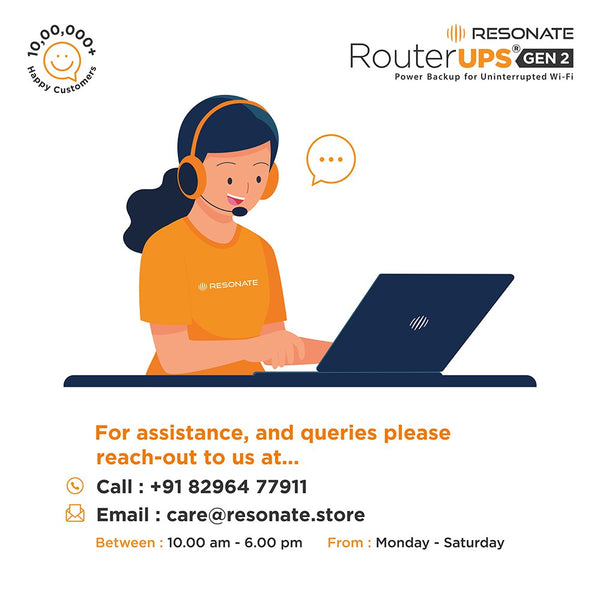 Resonate RouterUPS® Gen2 | 6 Hours Backup, 95% Extra Power, 7800mAh Battery | UPS for 12V WiFi Routers, FTTH, Set-Top Boxes, IoT Devices & More