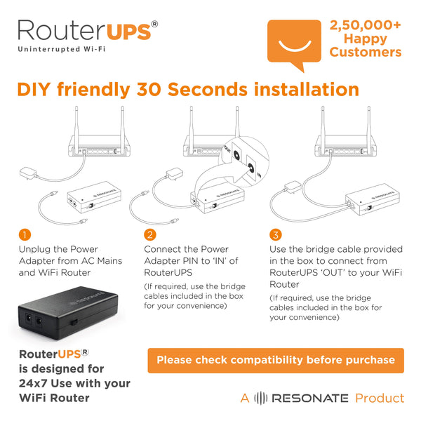 Resonate RouterUPS® Classic CRU5V | 6 Hours Backup Mini UPS for 5V WiFi Routers, ONTs, Raspberry Pi & IoT Devices | 4000mAh Battery, BIS Certified Power Backup