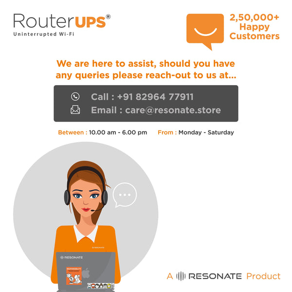 Resonate RouterUPS® Classic CRU5V | 6 Hours Backup Mini UPS for 5V WiFi Routers, ONTs, Raspberry Pi & IoT Devices | 4000mAh Battery, BIS Certified Power Backup