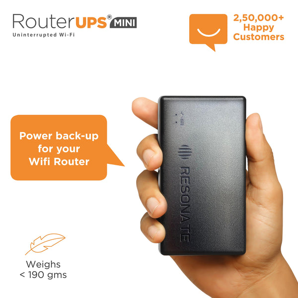 Resonate RouterUPS® Mini CRU12V2AM | 4 Hours Backup Mini UPS for 12V WiFi Routers (Up to 2A) | 6000mAh Battery, BIS Certified | Power Backup for Modems, FTTH, IoT & Set-Top Boxes