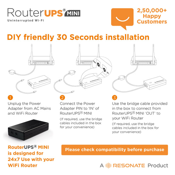 RESONATE RouterUPS Mini CRU12V2AM - Power Backup for Wi-Fi Router